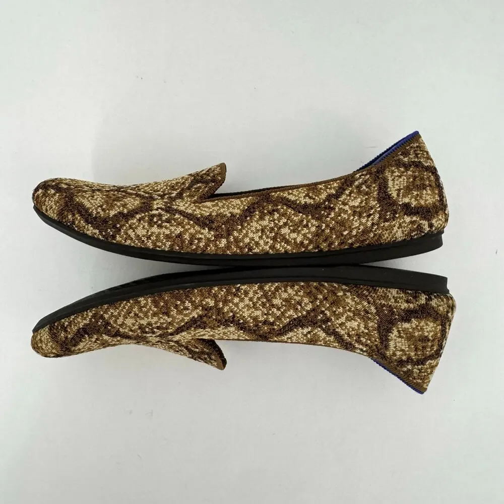 Rothy's The Loafer Fabric Knit Slip-On Flats Shoes in Bronze Metallic Python 9.5